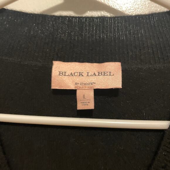 Black Label by Chicos Black 100% Cashmere Rhinestone Embellished Sweater Size L - Picture 4 of 7